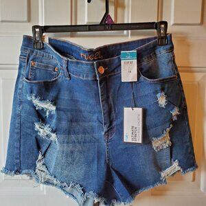 Women's Rue 21 Blue Distressed High Waisted Jean Shorts - New - Plus Size 18